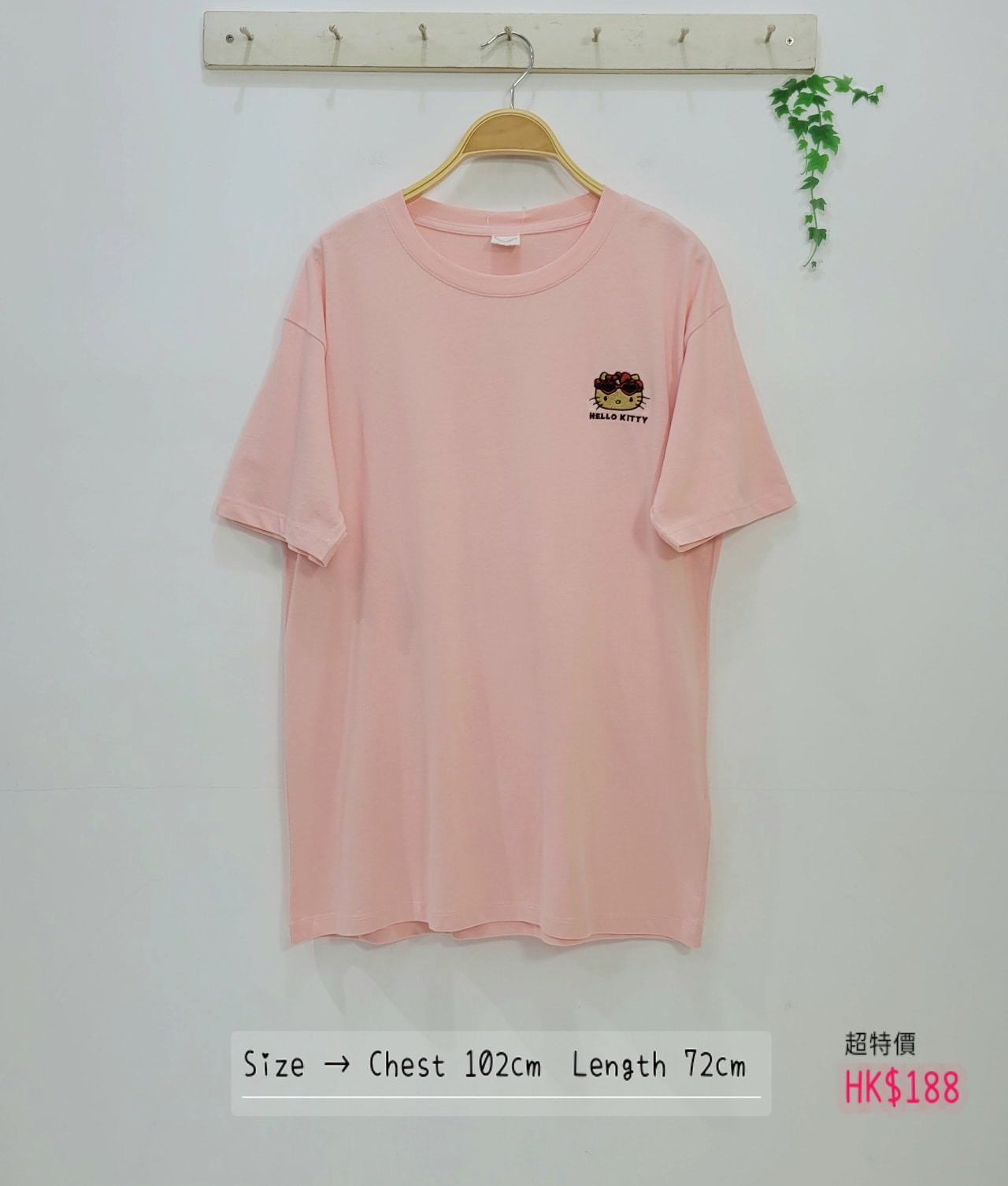 日本最新出彩色刺繡 kitty🎀圖案棉質 Top